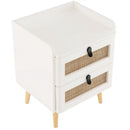 Modern End Table Bedside Table with 2 Rattan Decorated Drawers by LJGDeals
