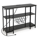 Industrial Wine Rack Wine Bar Cabinet with Storage Shelves-Brown by DirectDeals
