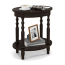 Oval Side Table with Storage Shelf and Wood Legs by LJGDeals