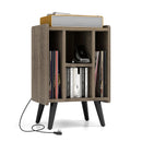 Vinyl Record Storage Turntable Stand with 4 Open Shelves-Gray