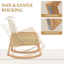 Rocking Chair with Rattan Armrests and Upholstered Cushion-Beige by LJGDeals