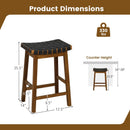 Faux PU Leather Bar Height Stools Set of 2 with Woven Curved Seat by LJGDeals