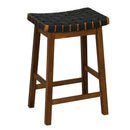Faux PU Leather Bar Height Stools Set of 2 with Woven Curved Seat by LJGDeals