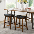 Faux PU Leather Bar Height Stools Set of 2 with Woven Curved Seat by LJGDeals