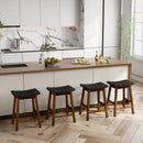 Faux PU Leather Bar Height Stools Set of 2 with Woven Curved Seat by LJGDeals