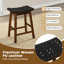 Faux PU Leather Bar Height Stools Set of 2 with Woven Curved Seat by LJGDeals