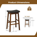 Faux PU Leather Bar Height Stools Set of 2 with Woven Curved Seat by LJGDeals