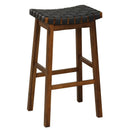 Faux PU Leather Bar Height Stools Set of 2 with Woven Curved Seat by LJGDeals