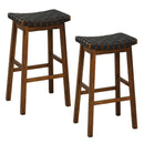 Faux PU Leather Bar Height Stools Set of 2 with Woven Curved Seat by LJGDeals