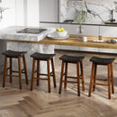 Faux PU Leather Bar Height Stools Set of 2 with Woven Curved Seat by LJGDeals