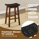 Faux PU Leather Bar Height Stools Set of 2 with Woven Curved Seat by LJGDeals