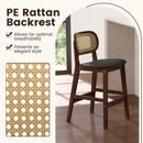 Wood Bar Chairs with PE Rattan Backrest Padded Seat and Footrest-Brown by LJGDeals