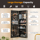 Mirrored Jewelry Armoire with Full Length Mirror and 2 Internal LED Lights-Black