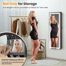 Mirrored Jewelry Armoire with Full Length Mirror and 2 Internal LED Lights-Black