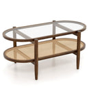 2-Tier Coffee Table with Tempered Glass Tabletop and Acacia Wood Frame by LJGDeals