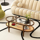 2-Tier Coffee Table with Tempered Glass Tabletop and Acacia Wood Frame by LJGDeals