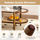 2-Tier Coffee Table with Tempered Glass Tabletop and Acacia Wood Frame by LJGDeals