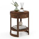 2-Tier Round End Table Mid Century Modern Nightstand with Drawer and Shelf by LJGDeals