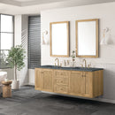 James Martin Laurent 72" Dual Mount Double Bathroom Vanity, Light Natural Oak
