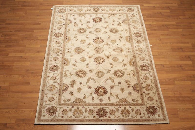5'6" x 8'6" Hand Tufted 100% Wool Oriental Area Rug Tan