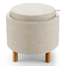 Round Fabric Storage Ottoman with Tray and Non-Slip Pads for Bedroom by LJGDeals