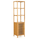 4 Tiers Slim Bamboo Floor Storage Cabinet with Shutter Door and Anti-Toppling Device-Natural by LJGDeals