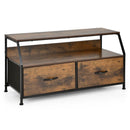 Dresser TV Stand with 2 Folding Fabric Drawers and Open Shelves-Rustic Brown by LJGDeals