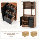 71 Inch Kitchen Pantry with 3 Storage Cabinet and 3 Deep Drawers-Walnut
