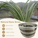 Natural Canes Grass Baskets Stackable Storage Bins Set of 3 with Hollowed Handles by LJGDeals