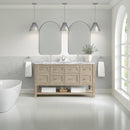 James Martin Breckenridge 60" Double Bathroom Vanity, Whitewashed Oak
