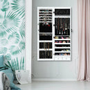 Wall Mounted Lockable Mirror Jewelry Cabinet with LED Light by LJGDeals