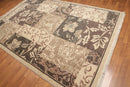 7' x 10' Hand Knotted Botanical Print 100% Wool Area rug Beige