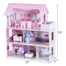 28 Inch Pink Dollhouse with Furniture by LJGDeals