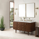 James Martin Amberly 60" Dual Mount Double Bathroom Vanity, Mid-Century Walnut