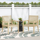 Outdoor Wicker and Acacia Wood Club Chairs - Set of 2