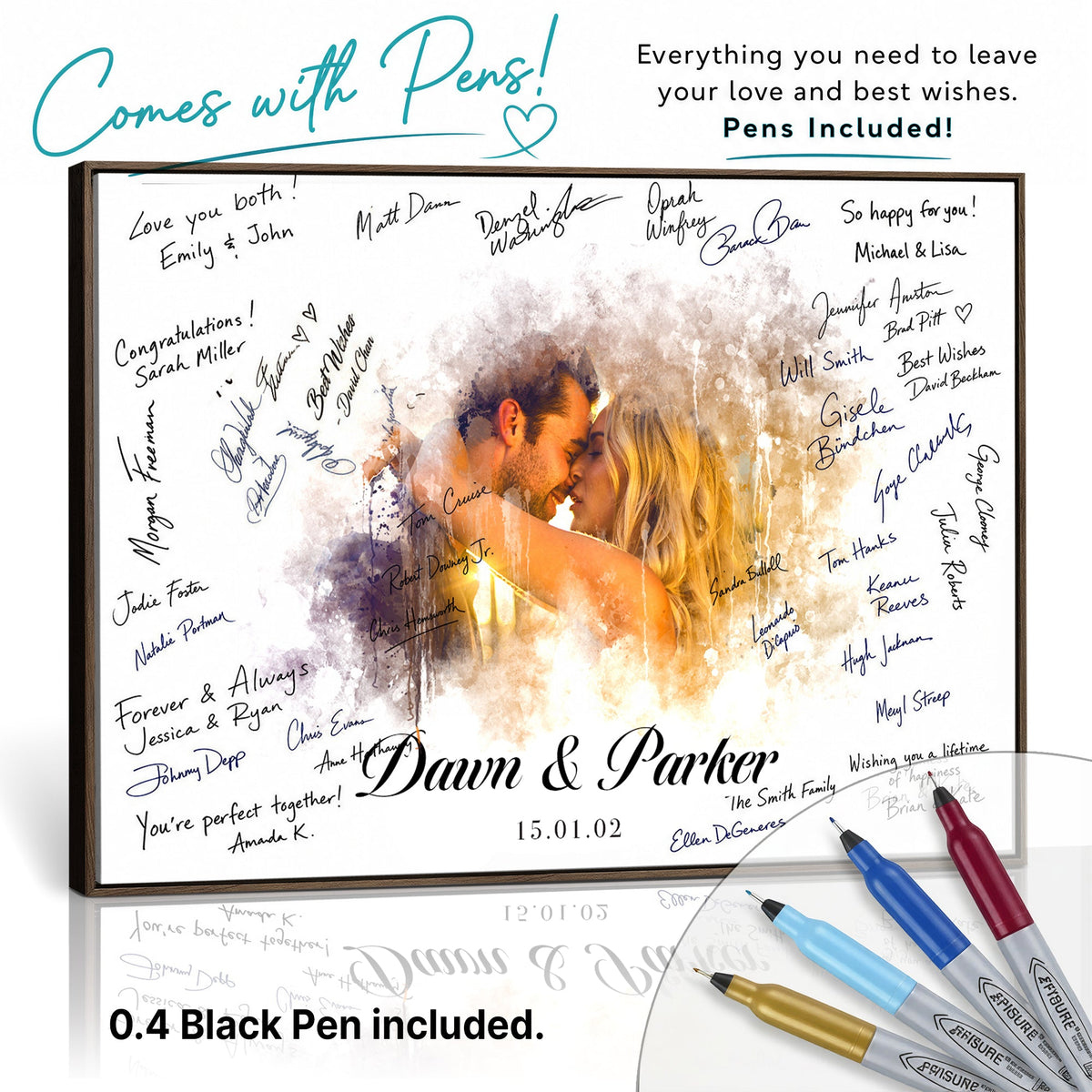 Wedding Guest Book Alternative Wall Art Canvas Print, Personalized