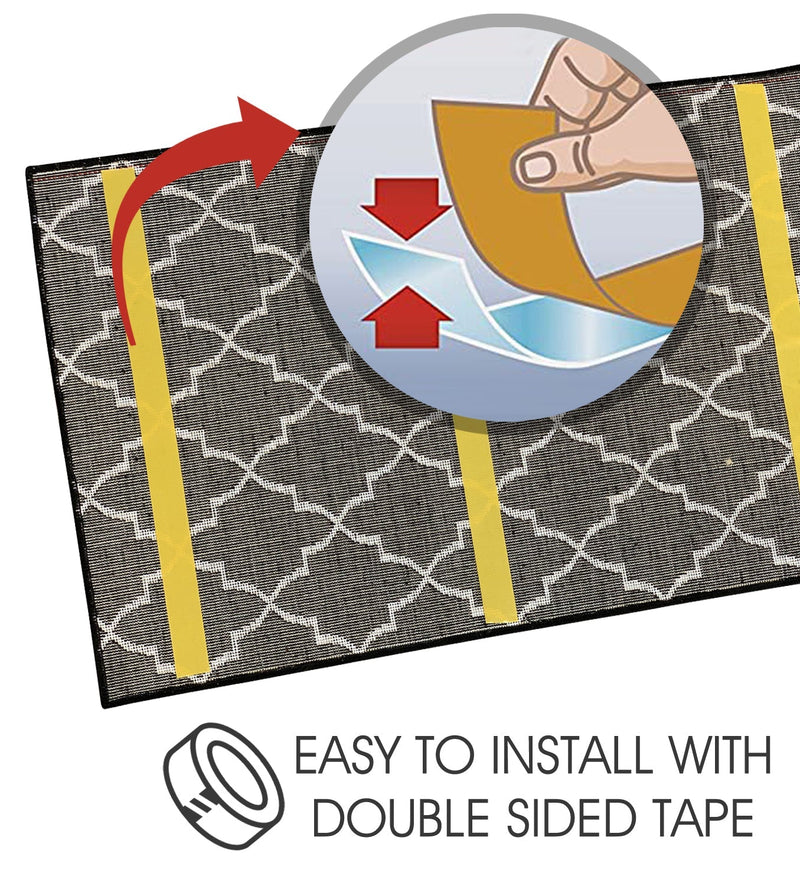 Sussex Home, Landing Rug, Slip Resistant Indoor Carpets Includes Adhesive Tape 2' x 3'-Trellisville Collection |Black&White