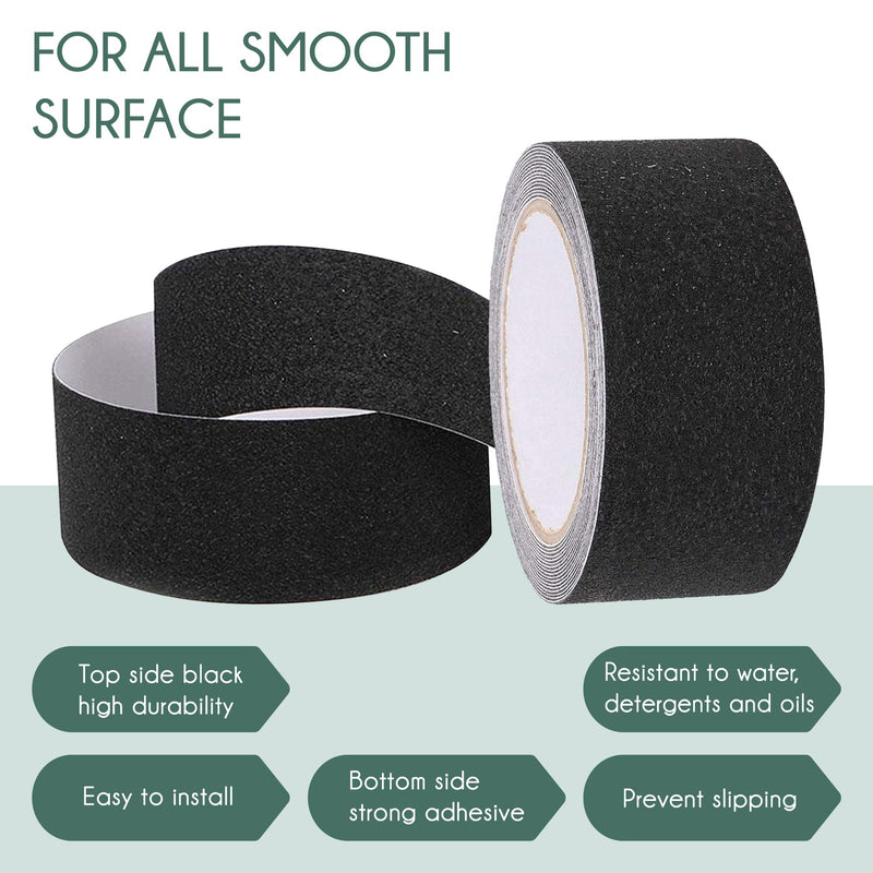 Non-Slip Grip Tape - Waterproof Non-Skid Adhesive Tape For Stairs - 2"X35' Roll, Black