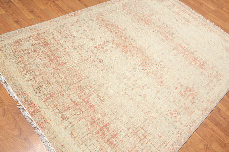 5'6" x 8' Hand Knotted Industrial Distress Glam 100% Wool Area rug Aqua