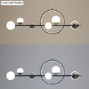 GobekUsa Karen's 6 Light Modern Black Metal Spherical Glass Island Pendant Lighting for Dining Room