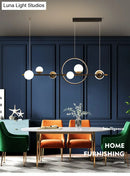 GobekUsa Karen's 6 Light Modern Black Metal Spherical Glass Island Pendant Lighting for Dining Room