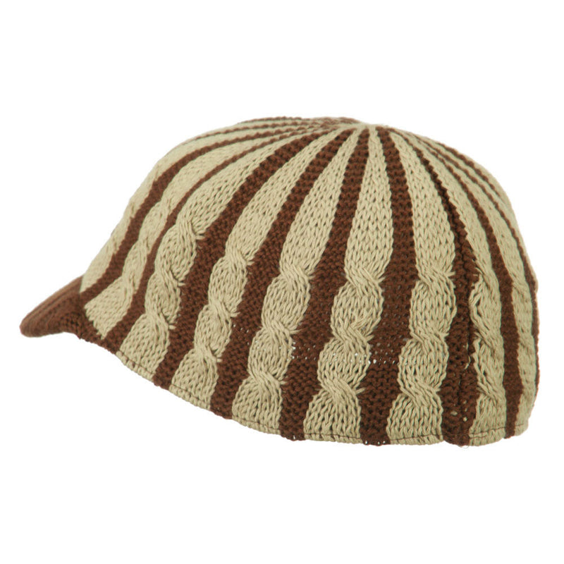Two Tone Cable Knit Military Cap