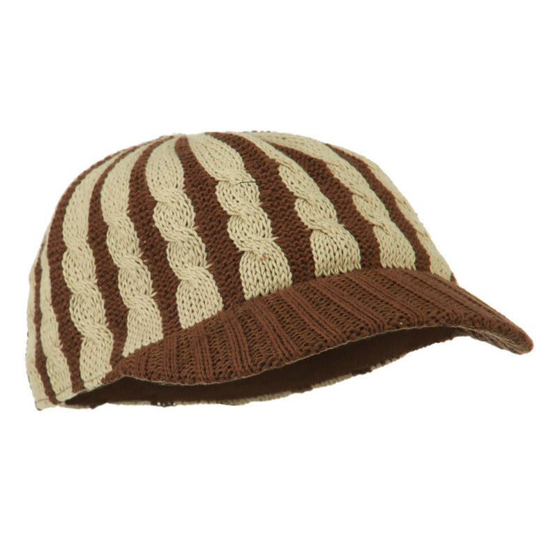 Two Tone Cable Knit Military Cap