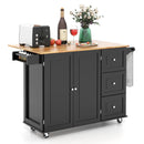 Kitchen Island Trolley Cart Wood with Drop-Leaf Tabletop and Storage Cabinet by LJGDeals