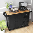 Kitchen Island Trolley Cart Wood with Drop-Leaf Tabletop and Storage Cabinet by LJGDeals