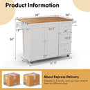 Kitchen Island Trolley Cart Wood with Drop-Leaf Tabletop and Storage Cabinet by LJGDeals