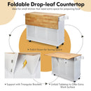 Kitchen Island Trolley Cart Wood with Drop-Leaf Tabletop and Storage Cabinet by LJGDeals