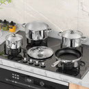 7-Piece Stainless Steel Cookware Set with Tempered Glass Lid-Silver by LJGDeals
