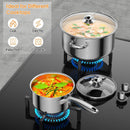 7-Piece Stainless Steel Cookware Set with Tempered Glass Lid-Silver by LJGDeals