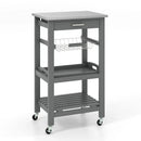 Kitchen Island Cart with Stainless Steel Tabletop and Basket by LJGDeals